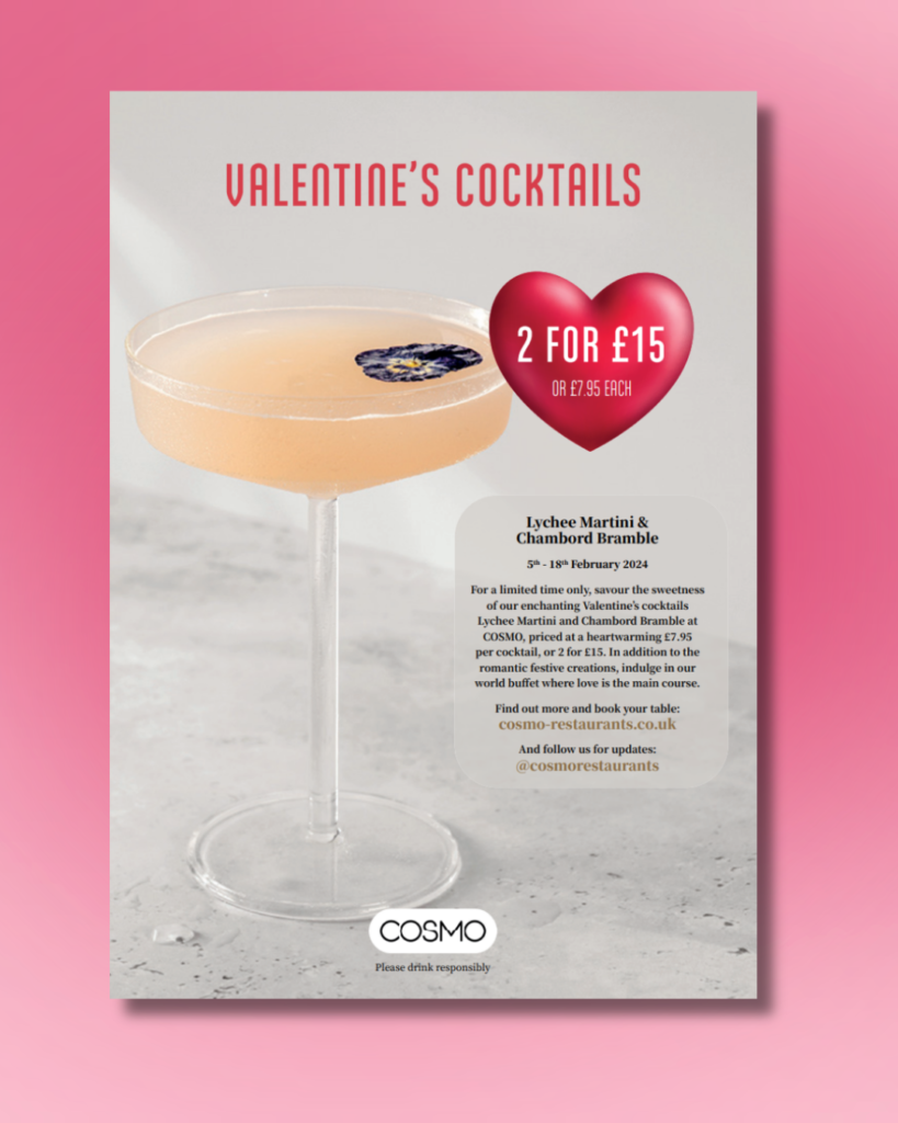 Cosmo Cocktail Menu